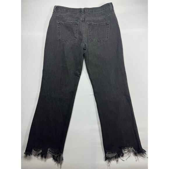 We The Free Women's Distressed Wide Leg Crop Black Denim Jeans - Size 28 (30x27) - Picture 3 of 5